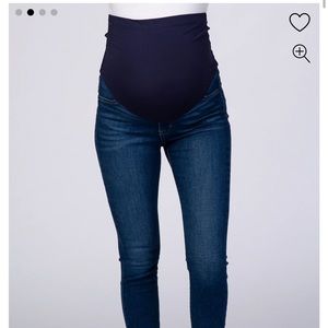 Pink Blush Navy Blue Skinny Maternity Jeans